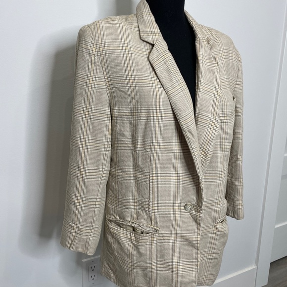 Ann Taylor Brown Beige Padded Shoulder Blazer - Picture 2 of 8